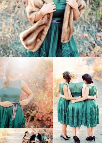 Smaragda kleita - kombinācija ar smilškrāsu - loku