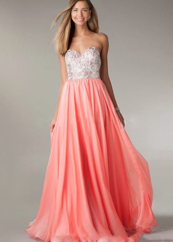 Κοραλλιογενές φόρεμα με ροζ και σκιά ροδακινί