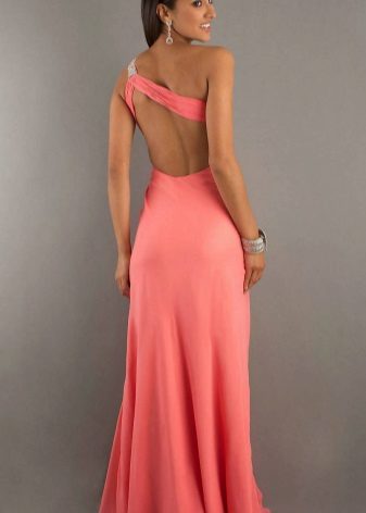 Bright coral dress in pink and orange