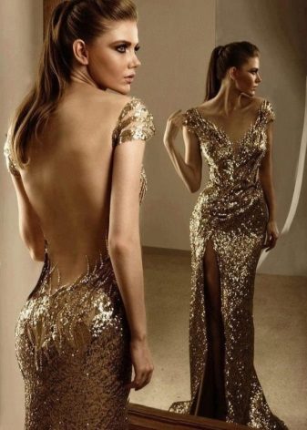 שמלת זהב עם גב פתוח