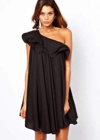 Black A-Line One-Wing Dress