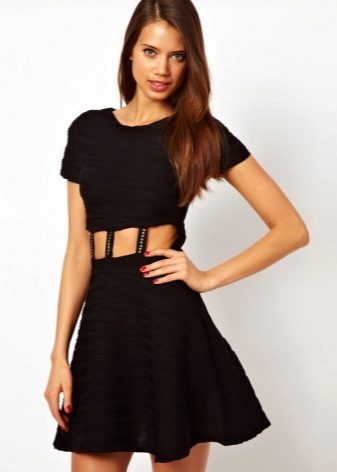 Short black dress with a half-skirt