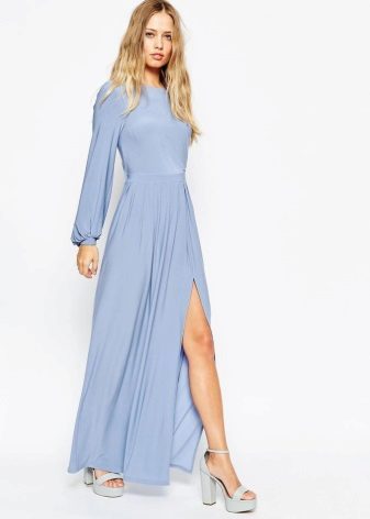 Μπλε φόρεμα με μήκος δαπέδου