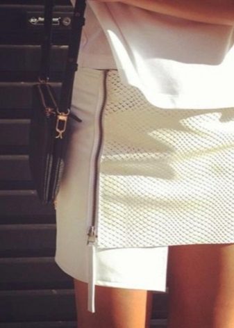 asymmetric white leather pencil skirt