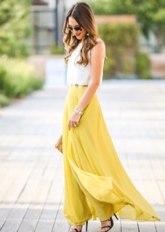 Garstyčios spalvos ilgas sijonas
