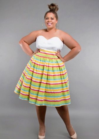 bright flared skirt for overweight women