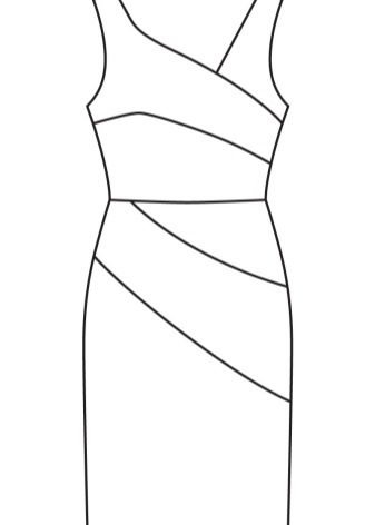 Dibujo técnico de un vestido tubo asimétrico