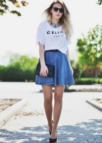 Marškinėlių džinsinis sijonas su elastingu