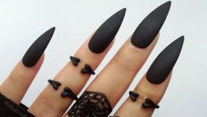Manucure noire sur les ongles longs: des idées de design intéressantes et à la mode