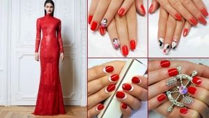 Kırmızı bir elbise altında manikür: seçenekler ve tasarım seçenekleri