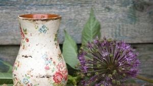 Vázy decoupage: směry stylu a jemnosti designu