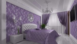 غرفة نوم بتصميم داخلي بألوان أرجواني