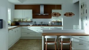 Hvidt køkken med træ: sorter og valg