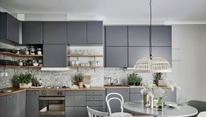 Interjero dizainas pilka virtuvė