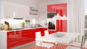 Rødt og hvitt kjøkken: funksjoner og designalternativer
