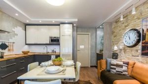 خيارات التصميم لغرفة المعيشة المطبخ 10-11 متر مربع. م