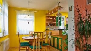 Dinding kuning di dapur: ciri dan pilihan kreatif