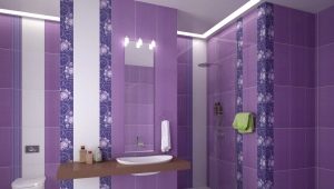 البلاط الأرجواني في الحمام: الميزات وخيارات التصميم