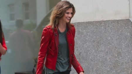 Jaqueta de couro vermelha