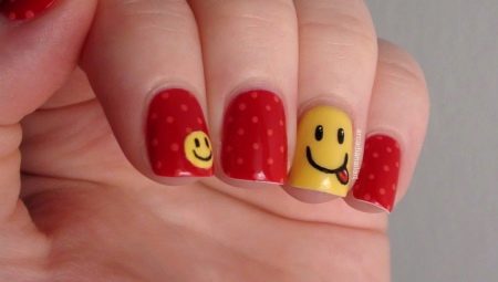 Ideas for a beautiful design of nails with emoticons