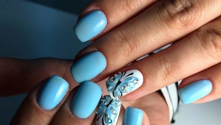 Manicure met vlinder en strass: modetrends en ontwerpvoorbeelden