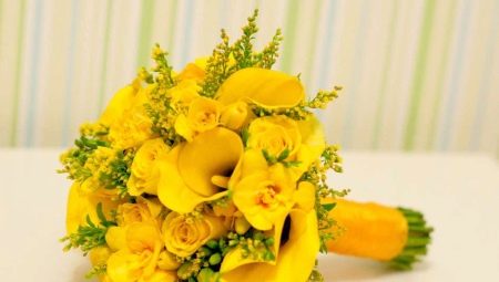 Dzeltena līgavas pušķis: ziedu un to kombināciju izvēle