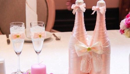 Decorazione di bottiglie di nozze: modi ed esempi interessanti