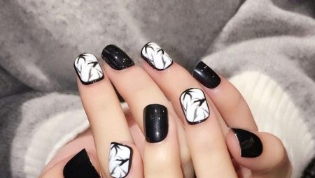 Opciones de manicura en blanco y negro para uñas cortas