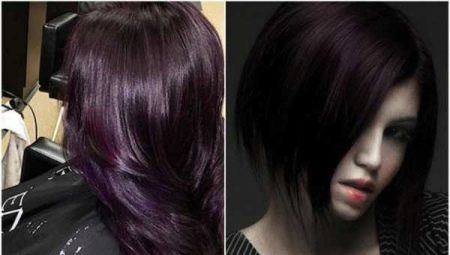 Černě fialová barva vlasů: možnosti a technika barvení