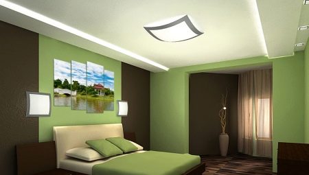 Interior design bedroom in green colors