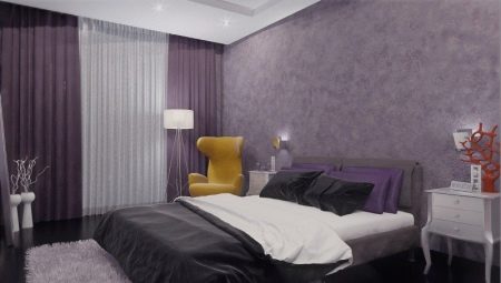 Fialové záclony v spálni: rôzne odtiene a pravidlá výberu
