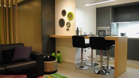 Apartament typu studio z barem: wybór funkcji kuchennych i designerskich