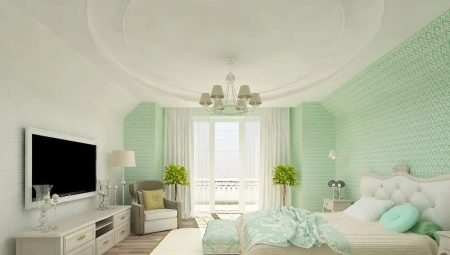 Yatak odası tasarımının nane renklerinde özellikleri
