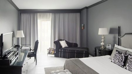 Тънкостите на дизайна на спалнята в сиви тонове