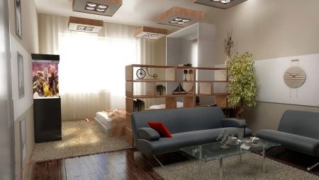 18 metrekare yatak odası-oturma odası için tasarım seçenekleri. m