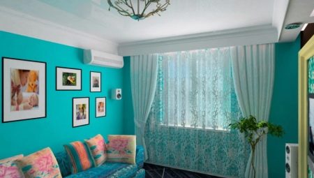 Tyrkysová obývacia izba: dizajnové prvky a zaujímavé možnosti