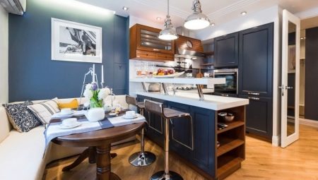 Keukeninrichting 15 m² m: projecten, selectie van stijl en kleur, voorbeelden