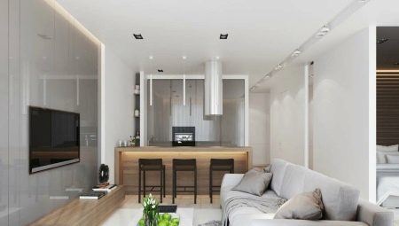 تصميم غرفة المعيشة المطبخ 17 متر مربع. م: خيارات التخطيط والتصميم
