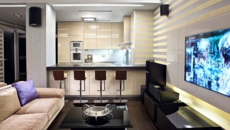 O design da sala de cozinha 21-22 metros quadrados. m