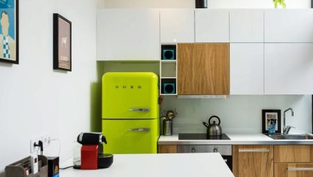 Entwurf einer kleinen Küche mit Kühlschrank