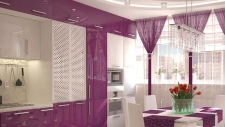 Violet cuisine: color combinations and interior examples