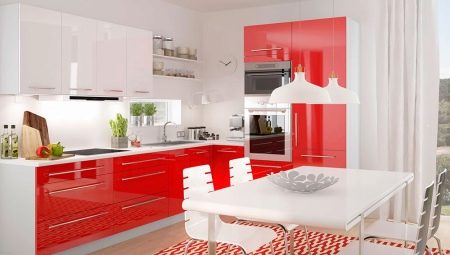 Červená a bílá kuchyně: funkce a možnosti designu