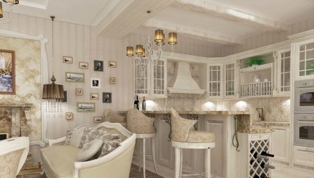 Sala de estar de cozinha ao estilo de Provence: características de design e exemplos interessantes
