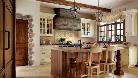 Keuken in een landhuis: interieur en inrichting