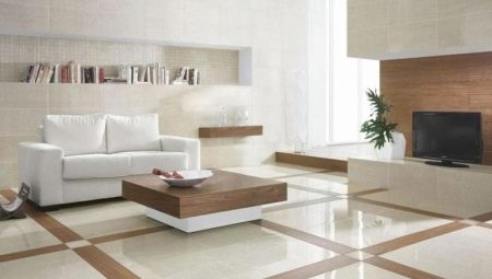 Tiles in the living room: advantages, disadvantages and beautiful examples