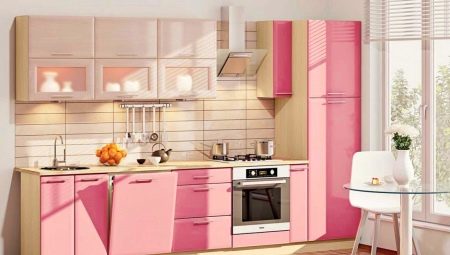 Cozinhas rosa: combinações de cores e opções de design