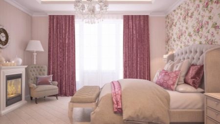 Тънкостите на използването на розови завеси в интериора на спалнята