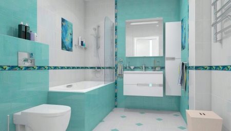 Turquoise bathroom tiles: features, varieties, choice, examples