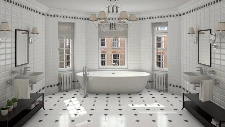 Mustavalkoiset kylpyhuonelaatat: edut ja haitat, valinta ja muotoilu