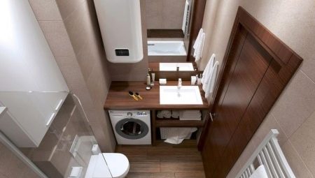 Reka bentuk bilik mandi dengan tandas dan mesin basuh